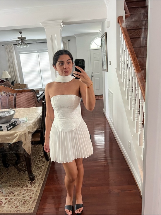 Lulus Dresses & Skirts - Lulu's White Strapless Pleated Mini Wedding Dress